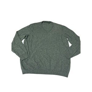 Hugo Boss Sweater Mens XXL Green V-Neck Wool & Cotten‎ Blend Lightweight #CD15-5
